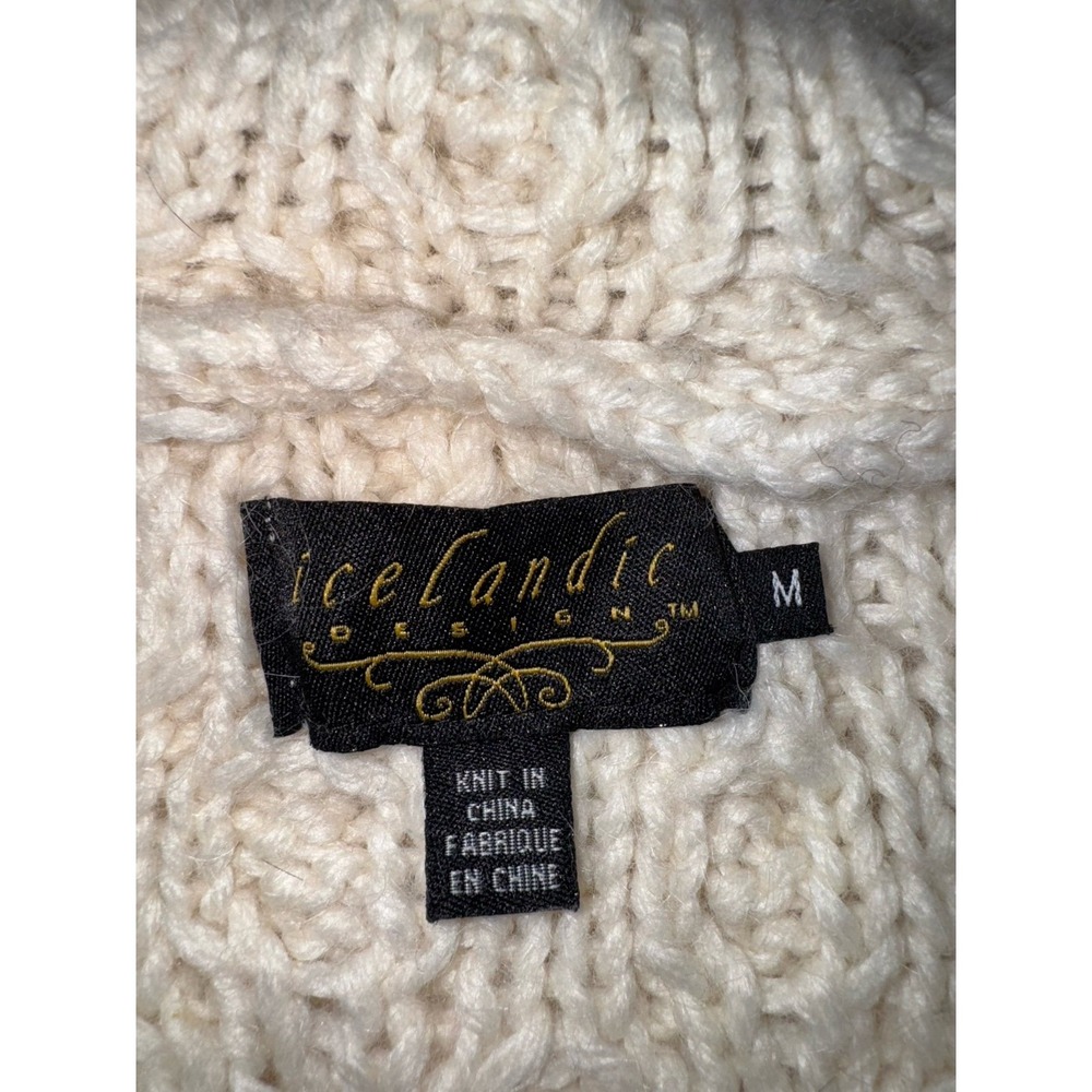 Icelandic Design cream cable knit hooded toggle button cardigan agate button med - Picture 6 of 10